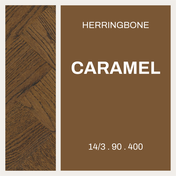 Caramel – Herringbone 14/3 x 90 × 400 Select grade