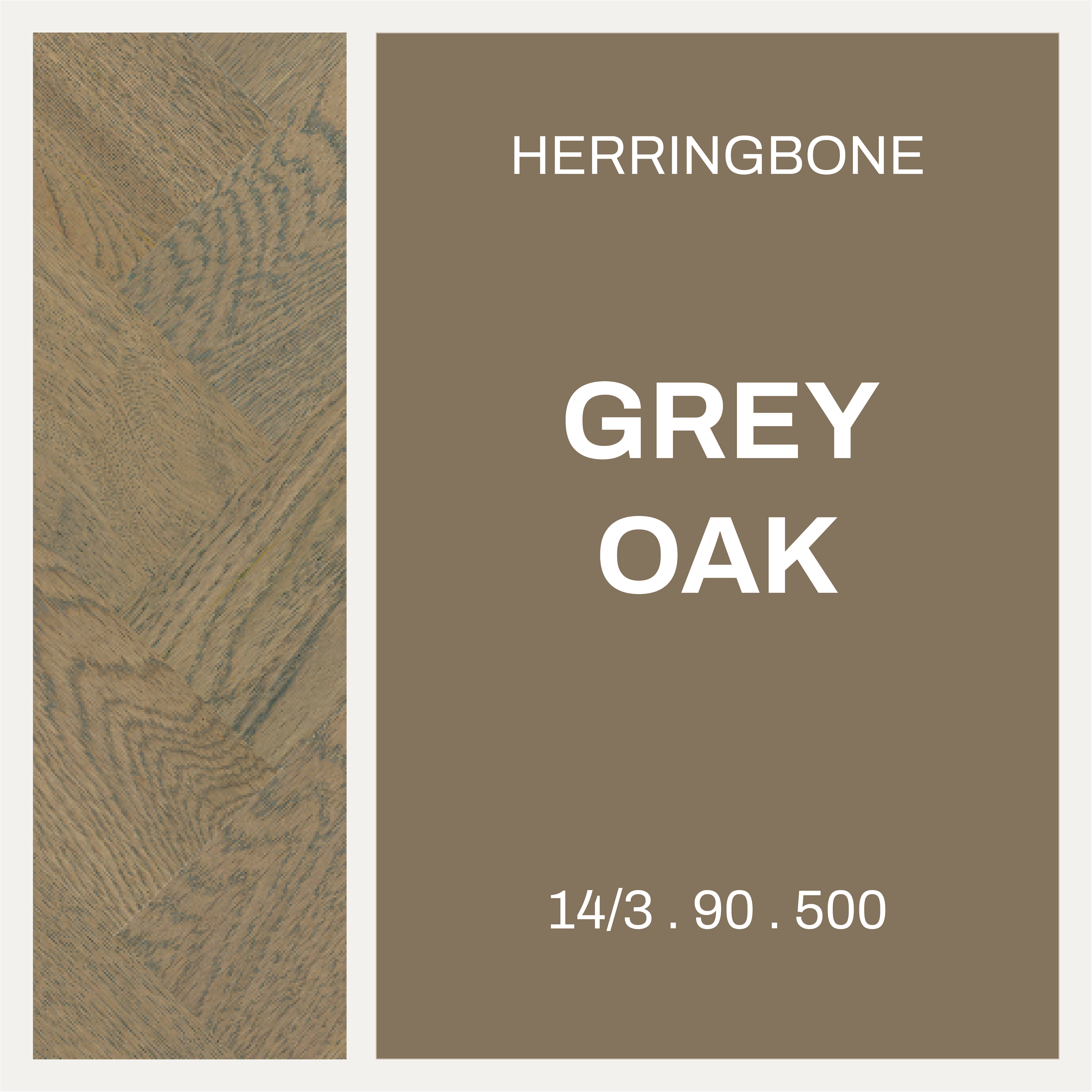 QHOB005 (3) Grey Oak – Herringbone 14/3 x 90 × 500 Select grade - Image 1